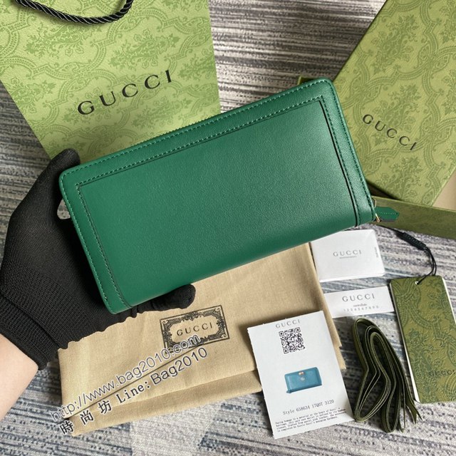 Gucci新款錢包 古馳竹子設計拉鏈女錢包 Gucci全皮純色長錢包 658634  ydg3024